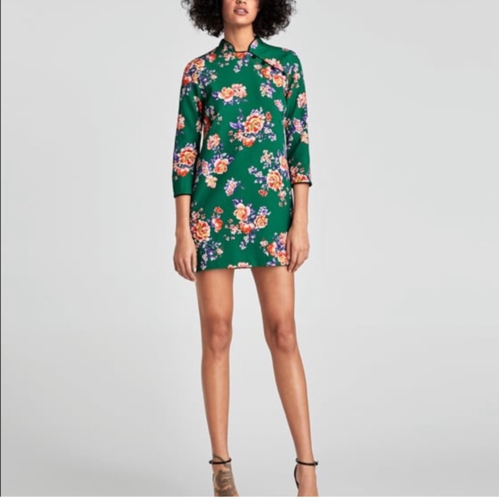 Zara Green Floral Dress